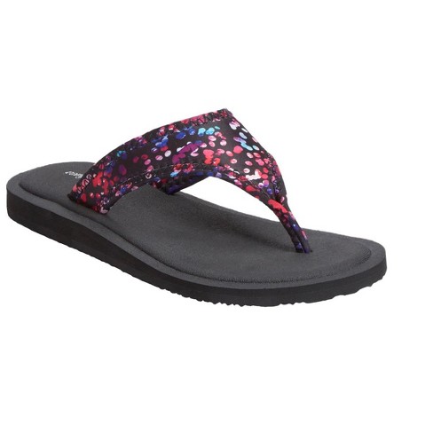 Comfortview Women's Wide Width The Sylvia Soft Footbed Thong Sandal - 8 W,  Black : Target