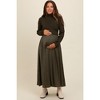 PinkBlush Olive Knit Contrast Top Satin Maternity Midi Dress - 2 of 4