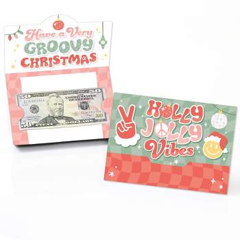 Big Dot of Happiness Groovy Christmas - Pastel Holiday Party Money And Gift Card Holders - Set of 8
