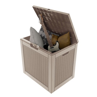 Infurnic Deck Boxes, Portable Storage Box with Waterproof Function for Storage Patio Furniture, Garden Tools, All Weather Use, Brown, 22"*21"*17"