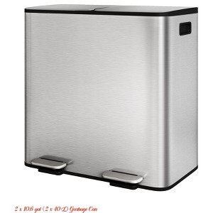(2X30/2 x 40 L)Kitchen Trash Can, Garbage Can w/ Lid, Stainless Steel Trash Bin w/ 2 Removable Inner Buckets, Soft-Close Foot Pedal - 1 of 4