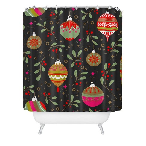 Emanuela Carratoni Christmas Vintage Ornaments Shower Curtain - Deny Designs - image 1 of 3