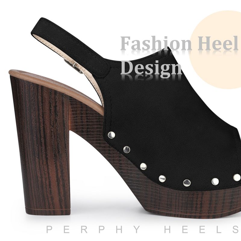 Perphy Women's Slingback Buckle Strap Platform Chunky High Heel Sandals, 5 of 7