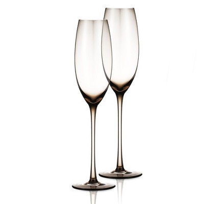 Berkware Tall Champagne Flutes with Gold Tone Rim - 8.1oz (Set of 2)