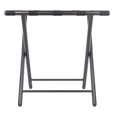 Tavin Black Metal Folding Luggage Rack with Nylon Straps
