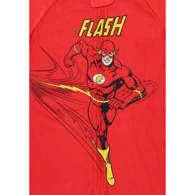 DC Toddler Boys' Classic The Flash Union Suit Footless Pajama Costume Red, 2 of 4