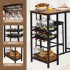 Dining Bar Table Set for 2 with Wine Rack and Storage Shelf, Bar Counter Table with 2 Footrest Chairs,Dining Table Set for 2,Upholstered Chairs - 4 of 4