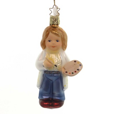 Inge Glas 4.25" Artiste Innocent Hearts Ornament Paint Brush  Ornament  -  Tree Ornaments