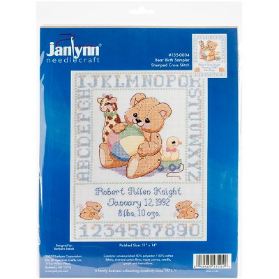 Janlynn Stamped Birth Sampler Cross Stitch Kit 11x14-bear : Target