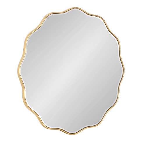 26 x 26 Viona Round Scalloped Mirror Gold - Kate & Laurel All Things Decor