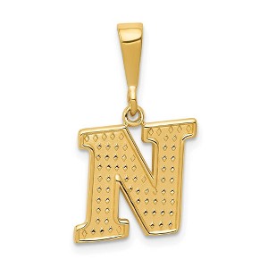 Black Bow Jewelry 14k Yellow Gold, Ashley Collection, Textured Initial N Pendant - 1 of 4
