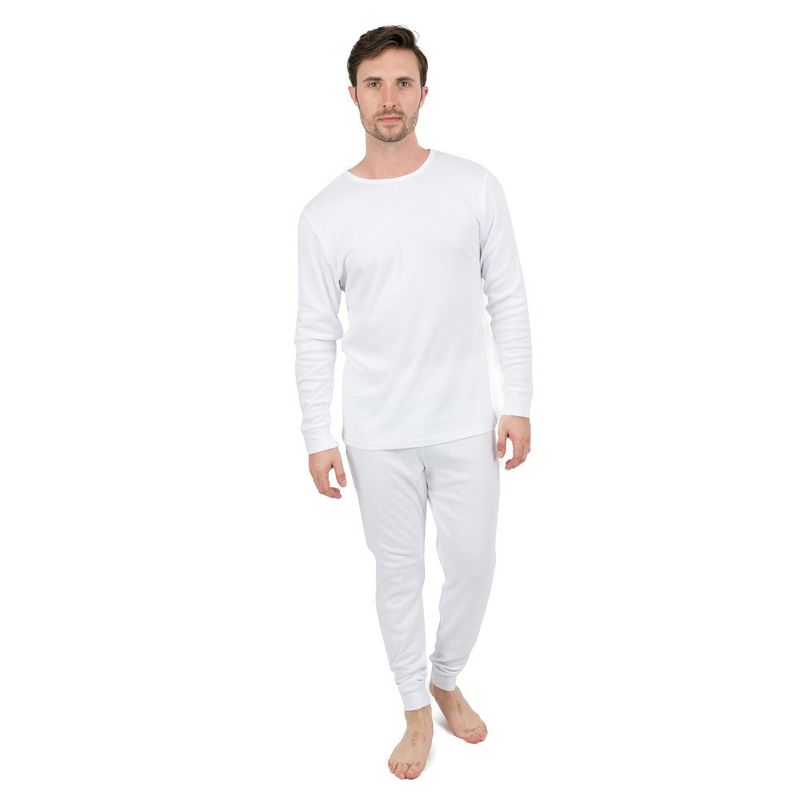 Leveret Mens Two Piece Cotton Solid Neutral Color Pajamas, 1 of 2