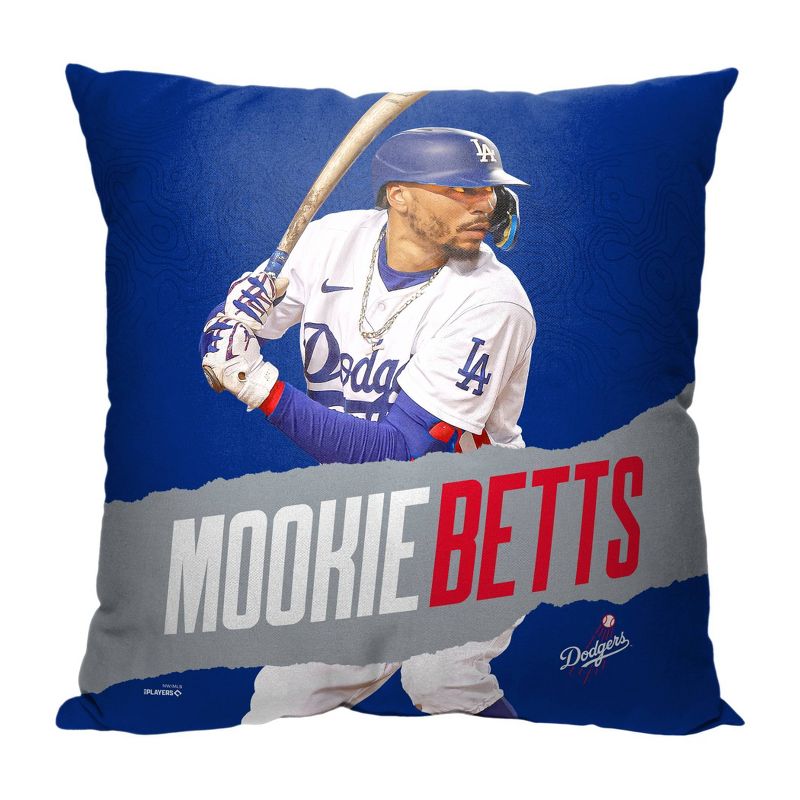 18&#34;x18&#34; MLB Los Angeles Dodgers 23 Mookie Betts Player Printed Throw Decorative Pillow, 1 of 6