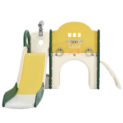 Infurnic Baby Activity Gyms, Baby Play Space with 7-in-1 Toddler Slideand and Telescope Set, for Baby Essentials Toy, Multicolored, 65.4"*55.5"*37.8"