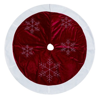 Transpac Fabric 48 in. Red Christmas Snowflake Tree Skirt