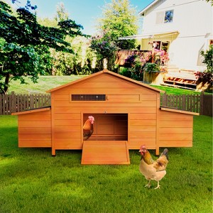 ORRD Large Wooden Chicken Coop with Nesting Box, Waterproof Roof & Pull-Out Tray Hen House - 1 of 4
