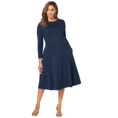 Jessica London Long Sleeve Stretch Ponte Dress
