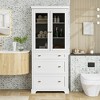 Rbied 30.1 in. W x 15.7 in. D x 70.1 in. H MDF Freestanding Linen Cabinet Tall Bathroom Cabinet with Adjustable Shelves - 2 of 4