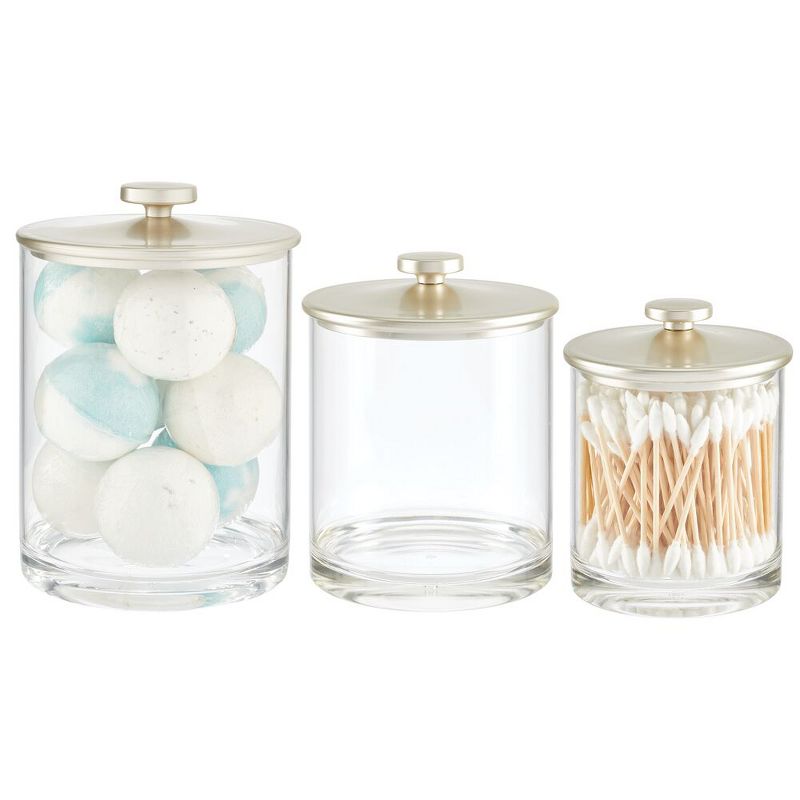 mDesign Plastic Apothecary Canister Jar Organizer - Set of 3, 1 of 8