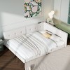Kumasinova Queen/Full Size Soft Linen Upholstered Corner Bed Frame with USB Ports&LED Belts,Wooden Floor Bed for Bedroom,600lbs Max - 2 of 4