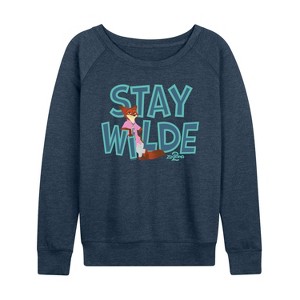 Women's - Zootopia 2 - Nick The Fox Stay Wilde Lightweight French Terry Wide Neck Long Sleeve Graphic Shirt - 1 of 4