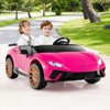 Costway 4WD 2-Seater Ride on Car, Licensed Lamborghini Kids’ Vehicles with Remote Control Black/Pink/Red - 2 of 4