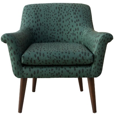 Modern Armchair in Linen Leopard Emerald Green - Skyline Furniture