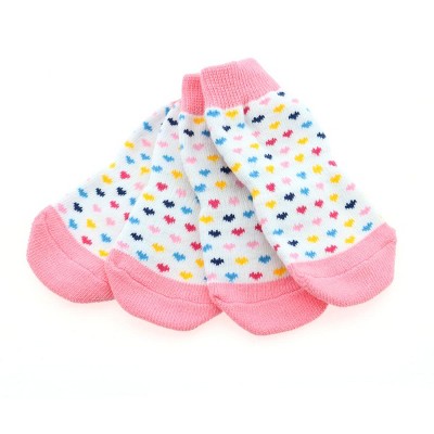 Doggie Design Non-Skid Dog Socks - Pink and White Hearts