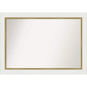 41" x 29" Non-Beveled Eva White Gold Wall Mirror - Amanti Art
