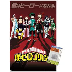 Trends International My Hero Academia - Group Pose Unframed Wall Poster Print Clear Push Pins Bundle 14.725" x 22.375"