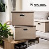 Aoibox Large Collapsible Storage Bins with Lids Jute Fabric Foldable Boxes Organizers Cube for Home Closet Office 3 Pack - 2 of 4