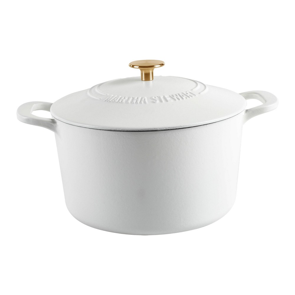 Martha Stewart Gatwick 7qt Enamel Cast Iron Dutch Oven Matte White