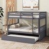 Whisen Full Over Full Rubber Wood Bunk Bed with Trundle, Ladder and Guardrails, Convertible to 2 Full Size Beds - 3 of 4