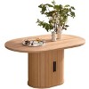 Homy Casa 59" Oval Dining Table with Storage Shelf, MDF Dining Room Table, Natural Wood - 2 of 4