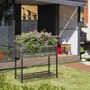 Outsunny Elevated Metal Raised Garden Bed with Rattan Wicker Look, Underneath Tool Storage Rack, Sophisticated Modern Design - 2 of 4