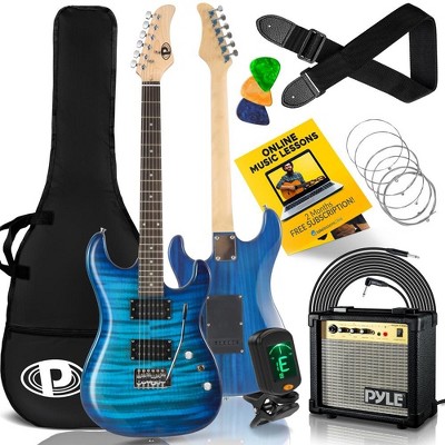 Electric Guitar Kit with Amp for Beginners, Blue Finish, with 20W Amp, Accessories Included, Ideal for Learning