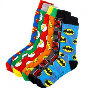 Mens DC Justice League Logos 6-Pack Crew Socks - 1 of 4