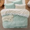 King Size Reversible Floral Duvet Cover Set, Green, 3 Pieces, Zipper Closure, 104x90 with 8 Ties, 2 Pillow Shams 20x36 - 3 of 4