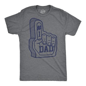 Mens Funny T Shirts Number One Dad Foam Finger Sarcastic Fathers Day Graphic Novetly Tee For Men - Crazy Dog Men's T Shirt Dark Grey XL - 1 of 4