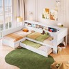 Twin Size L-Shaped Platform Bed with Trundle and a Drawer for Bedroom or Apartment - 2 of 4