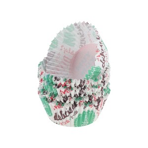 Unique Bargains YUM Letter Print Disposable Baking Cups Greaseproof Paper Multicolor 1.97"x1.18" 100 Pcs - 1 of 4