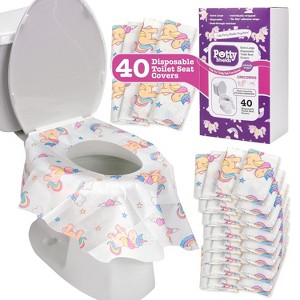 Toilet Seat Covers Disposable (40 pk, Unicorns) - XL Waterproof Toilet Cover for Toddlers, Kids & Adults - Portable & Individually Wrapped - 1 of 4