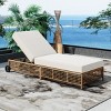Patio Chaise Lounge Chair Set Of 3, Pool Lounge Chairs With 5-Position Backrest, Pool Lounge Chairs With Cushion And Wheels-Cuddlewood - 2 of 4