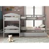 NicBex Twin over Twin Bunk Bed L-Shaped Five Person Pine Bed Frame with Trundle, Ladder and Full Length Guardrail, No Box Spring Required - 2 of 4