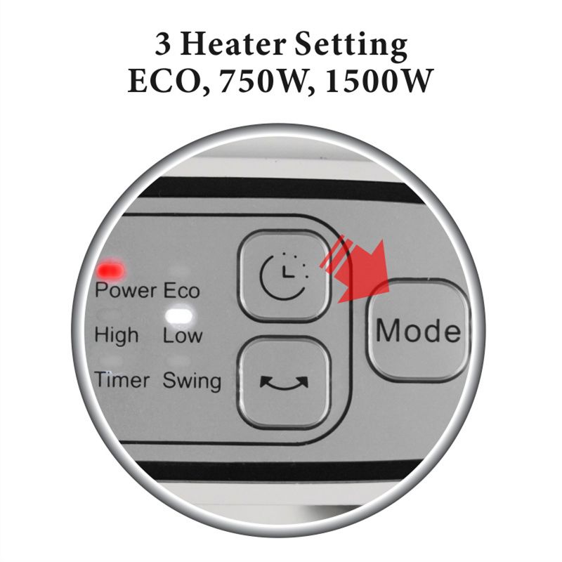 Optimus Portable Oscillation Ceramic Heater w/ Thermostat & LED, 4 of 7