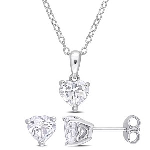 EVERLY JEWELRY | Sterling Silver Created Gemstone and Multiple Gemstones 2-Piece Set of Pendant with Chain and Earrings. - 1 of 3