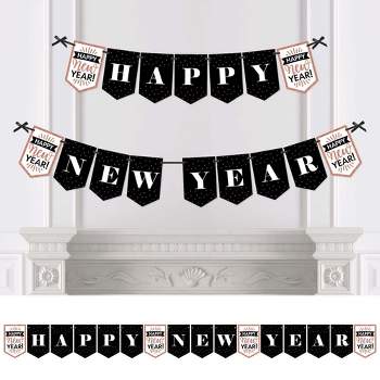 Big Dot of Happiness Rose Gold Happy New Year - New Year's Eve Party Bunting Banner - Party Decorations - Happy New Year
