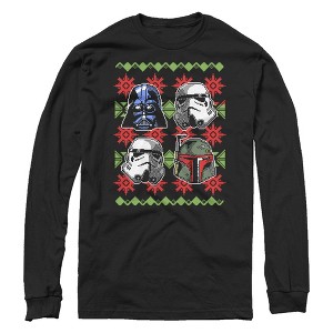 Men's Star Wars: A New Hope Ugly Christmas Sweater Empire Helmets Long Sleeve Shirt - 1 of 4