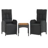 vidaXL Patio Dining Set with Cushions, 4 Piece, Black Poly Rattan, Outdoor Lounge Set with Powder-Coated Steel Frames and Acacia Wood Tabletop - 4 of 4