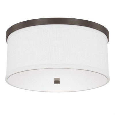 Burnished Bronze 15.75" Flush Mount with White Fabric Shade